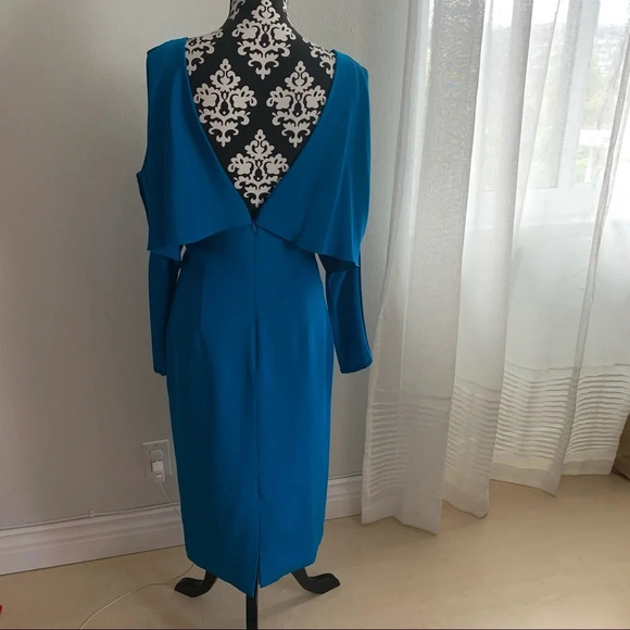Cushnie deep v contessa cerulean 100% silk dress size 6 - Picture 5 of 10